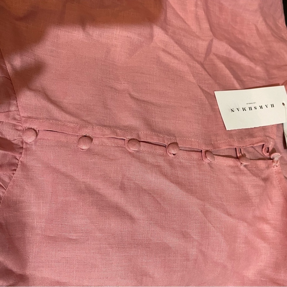 Harshman Anthropologie Brand DREW POPOVER Soft Pink LINEN Blouse size small - Picture 2 of 12